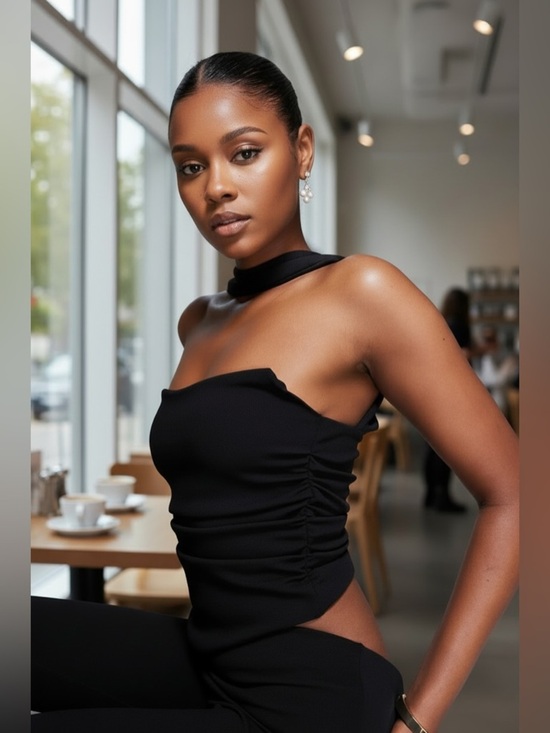 ASOS Tops - ASOS DESIGN co-ord bandeau top with scarf neck detail in black